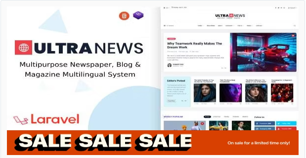 UltraNews - Laravel Newspaper, Blog Multilingual System